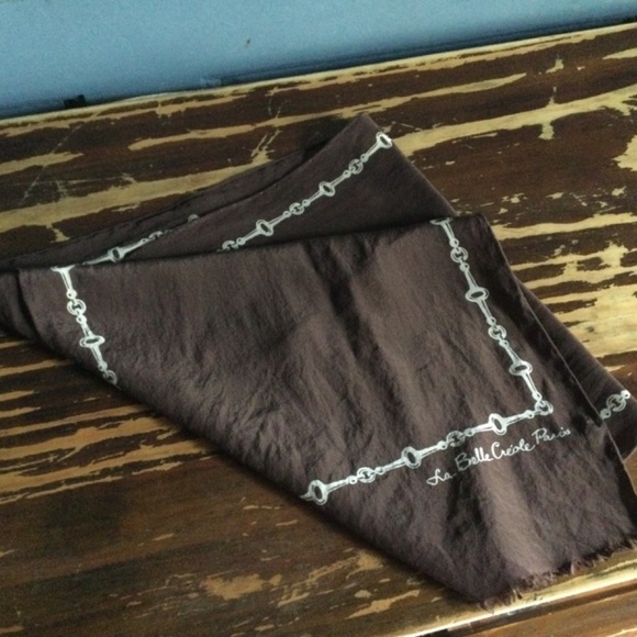 Vintage La Belle Creole - Paris Silk Scarf Horse bit design in a dk brown & gold - Picture 5 of 10